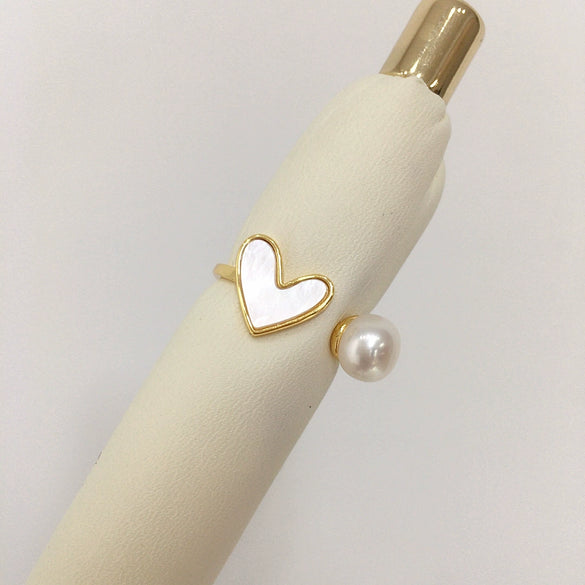 Wholesale Freshwater Pearl Jewelry Set With Heartshaped Natural Sea Shell Mother Of Fritillary Pendant Earrings Ring