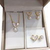 Wholesale Freshwater Pearl Jewelry Set With Heartshaped Natural Sea Shell Mother Of Fritillary Pendant Earrings Ring