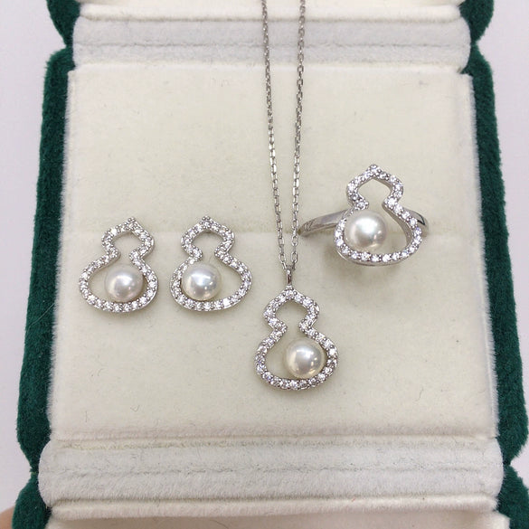 Wholesale Freshwater Pearl Jewelry Set With S925 Sterling Silver And Gourd Shape