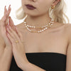 Wholesale Freshwater Pearl Long Stainless Steel Woolen Chain Geometric Light Luxury Clavicle Necklace For Women With Electroplating