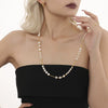 Wholesale Freshwater Pearl Long Stainless Steel Woolen Chain Geometric Light Luxury Clavicle Necklace For Women With Electroplating