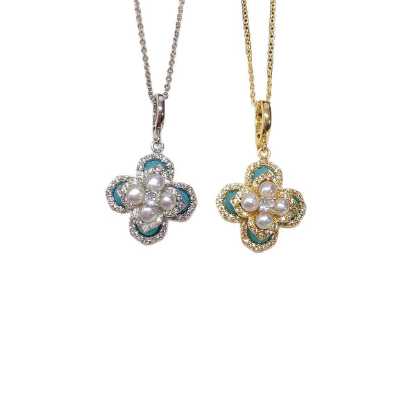 Wholesale Freshwater Pearl Necklace With Copper Pendant Retro And Minimalist Style Flat Round And Bun Round Shapes