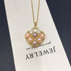 Wholesale Freshwater Pearl Necklace With Heart Pendant Copper Fashion Minimalist Style Flat Round And Bun Round Pearls