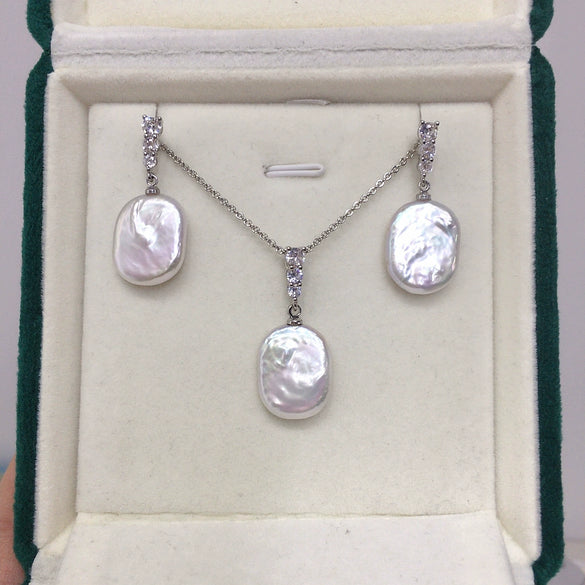 Wholesale Freshwater Pearl Pendant Earrings In Square Baroque Shape