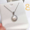 Wholesale Freshwater Pearl Pendant Necklace With 925 Standard Copper Plated Real Gold Round Shape