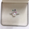 Wholesale Freshwater Pearl Ring Copper 18K Gold Plated Oblate And Round Castle Design