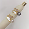 Wholesale Freshwater Pearl Ring Copper 18K Real Gold Electroplating Oblate Treated Round Natural Sea Bebe Mother Butterfly Style
