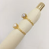 Wholesale Freshwater Pearl Ring Copper 18K Real Gold Plated Oblate Treated Bun Round Fashion