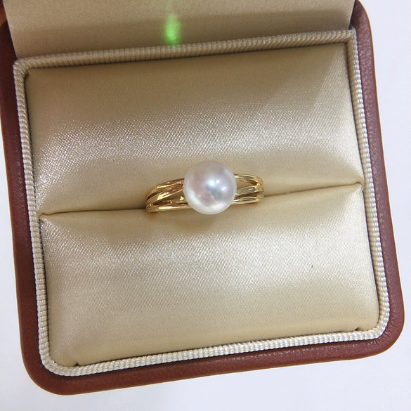 Wholesale Freshwater Pearl Ring Copper Material Round Shape Simple Fashion For Women