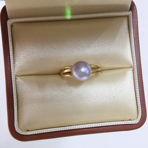 Wholesale Freshwater Pearl Ring Copper Material Round Shape Simple Fashion For Women