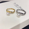 Wholesale Freshwater Pearl Ring Copper Retro Heavy Industry Style Women's Flat Round And Bun Round Shape