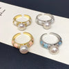 Wholesale Freshwater Pearl Ring Copper Retro Highend French Enamel Open Ring For Women With Flat Round And Bun Round Pearls
