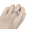 Wholesale Freshwater Pearl Ring Copper Retro Highend French Enamel Open Ring For Women With Flat Round And Bun Round Pearls