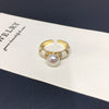 Wholesale Freshwater Pearl Ring Copper Retro Highend French Enamel Open Ring For Women With Flat Round And Bun Round Pearls