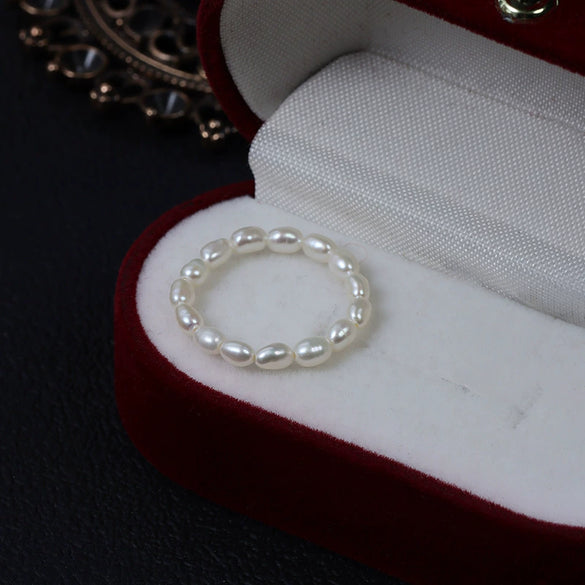 Wholesale Freshwater Pearl Ring Minimalist Unisex Design With Special Shape And Thread Accessory