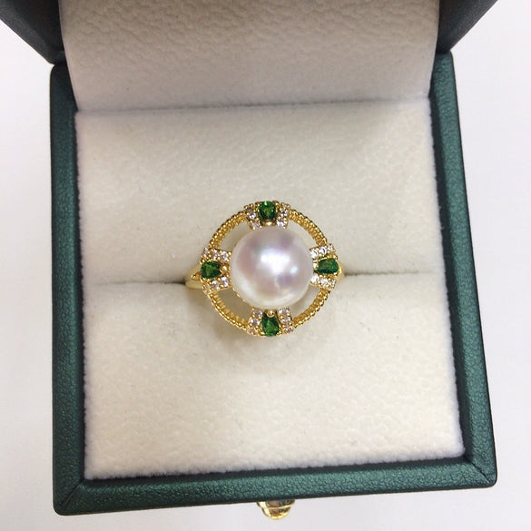 Wholesale Freshwater Pearl Ring Natural Freshwater Pearls Copper Material Fashion Style Flat Round And Bun Round Shape
