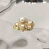 Wholesale Freshwater Pearl Ring Natural Pearl Copper With 18K Gold Plating Micro Inlaid Zircon Snake Design Women's