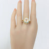 Wholesale Freshwater Pearl Ring Retro Oval Style Copper Inlay Women's