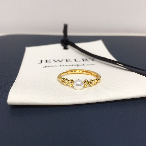 Wholesale Freshwater Pearl Ring With Copper Round Shape Microinlaid Zircon Women's Fashion Style