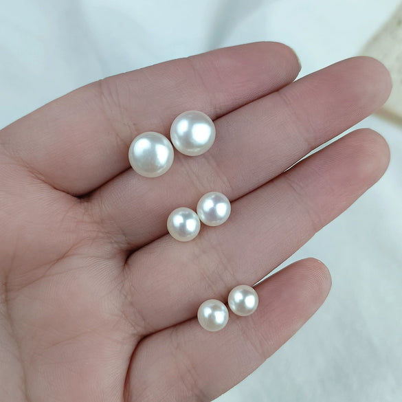 Wholesale Freshwater Pearl S925 Silver Simple Style Steamed Bread Shape Earrings Set With Pearls