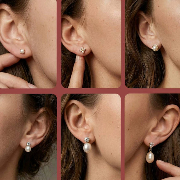 Wholesale Freshwater Pearl 925 Silver Geometric Zirconia Earrings For Women