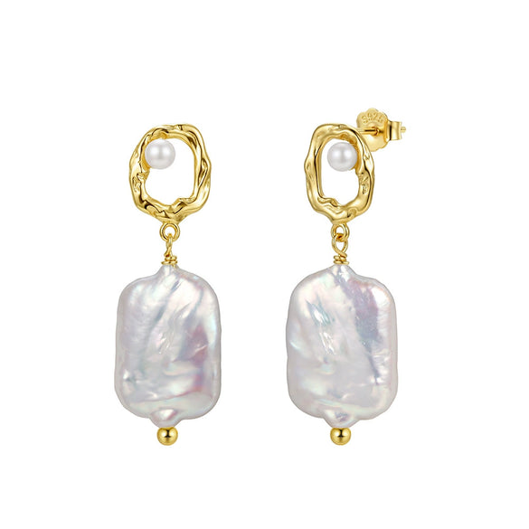Wholesale Freshwater Pearl 925 Silver Geometric Zirconia Earrings For Women