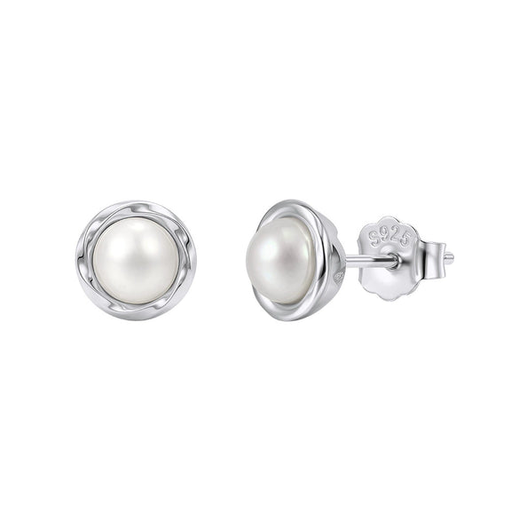 Wholesale Freshwater Pearl 925 Silver Geometric Zirconia Earrings For Women