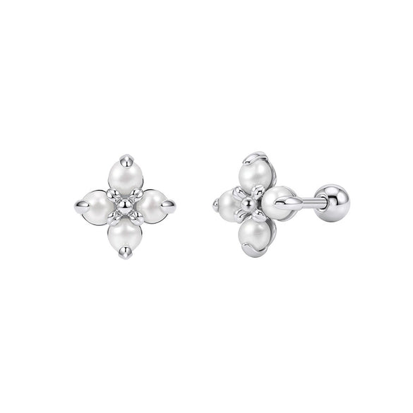 Wholesale Freshwater Pearl 925 Silver Geometric Zirconia Earrings For Women