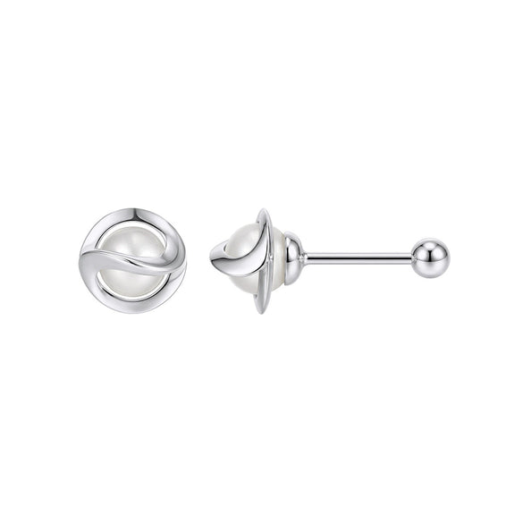 Wholesale Freshwater Pearl 925 Silver Geometric Zirconia Earrings For Women