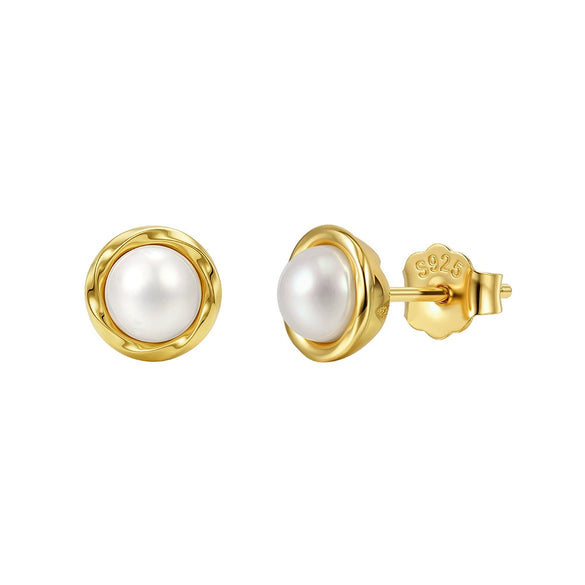 Wholesale Freshwater Pearl 925 Silver Geometric Zirconia Earrings For Women