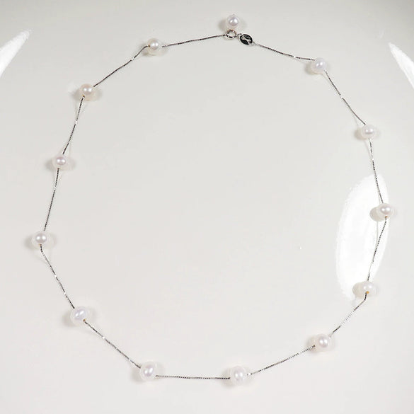 Wholesale Freshwater Pearl Star Necklace For Women In S925 Silver Nearly Round Shape Natural Style