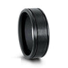 Wholesale Frosted Double Groove Stainless Steel Ring Black Silver Optional