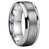 Wholesale Frosted Double Groove Stainless Steel Ring Black Silver Optional