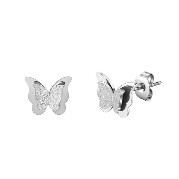 Wholesale Frosted Geometric Butterfly Earrings For Women Titanium Steel 925 Silver Electroplated