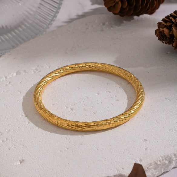 Wholesale Frosted Geometric Plain Circle Electroplated Stainless Steel Bracelet Jewelry For Women