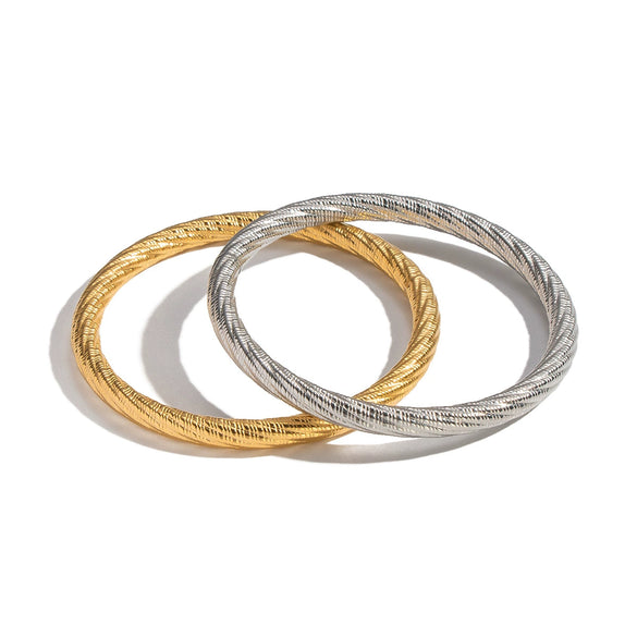 Wholesale Frosted Geometric Plain Circle Electroplated Stainless Steel Bracelet Jewelry For Women