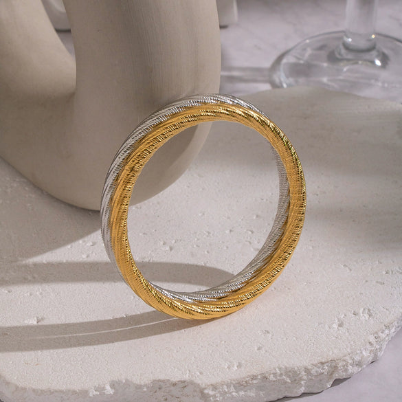 Wholesale Frosted Geometric Plain Circle Electroplated Stainless Steel Bracelet Jewelry For Women