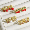 Wholesale Fruit Cherry Shaped Copper Plated Gold Ear Clip Earrings For Women