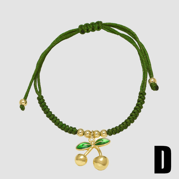 Wholesale Fruit Cherry Strawberry Insect Pendant Bracelet Copper Electroplated