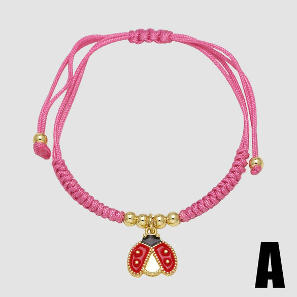 Wholesale Fruit Cherry Strawberry Insect Pendant Bracelet Copper Electroplated