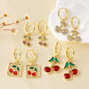 Wholesale Fruit Cherry Style Copper Electroplated Earrings For Women