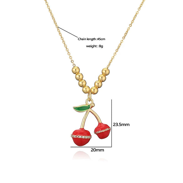 Wholesale Fruit Jewelry Set Copper Cherry Zirconia Design For Women