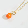Wholesale Fruit Pattern Copper 14K Gold Plated Mixed Gem Inlay Oshaped Pendant Necklace For Women