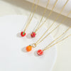 Wholesale Fruit Pattern Copper 14K Gold Plated Mixed Gem Inlay Oshaped Pendant Necklace For Women