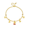 Wholesale Fruit Patterned Heartshaped Diamondencrusted Stainless Steel Goldplated Women's Anklet