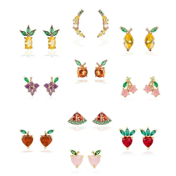 Wholesale Fruit Pendant Jewelry Copper With Zircon And Real Gold Plating For Women
