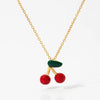 Wholesale Fruit Series Cherry Titanium Steel Necklace And Earrings Set With Electroplating And O Word Chain