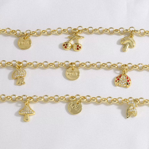 Wholesale Fruit Shape Copper Pendant Bracelet With Electroplating