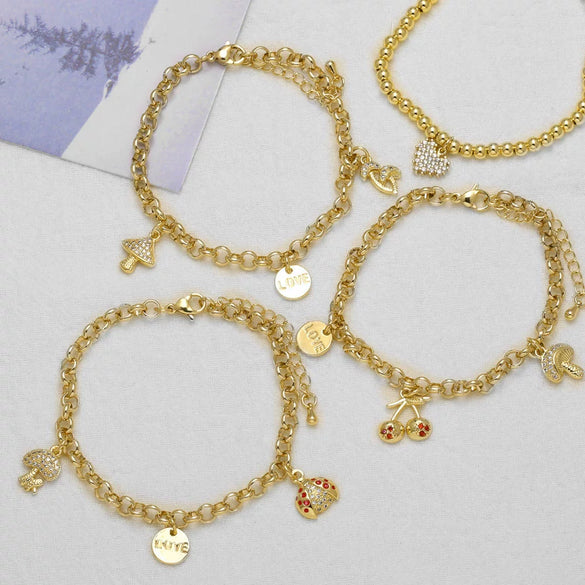 Wholesale Fruit Shape Copper Pendant Bracelet With Electroplating