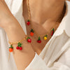 Wholesale Fruit Shape Gold Plated Stainless Steel And Resin Jewelry Necklaces And Bracelets For Women